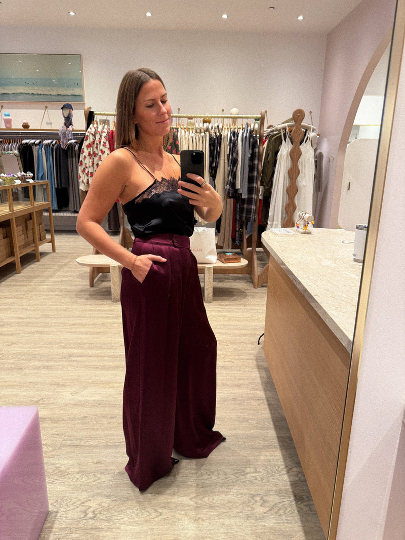 BROOKE HIGH RISE DOUBLE PLEAT SILK TROUSER