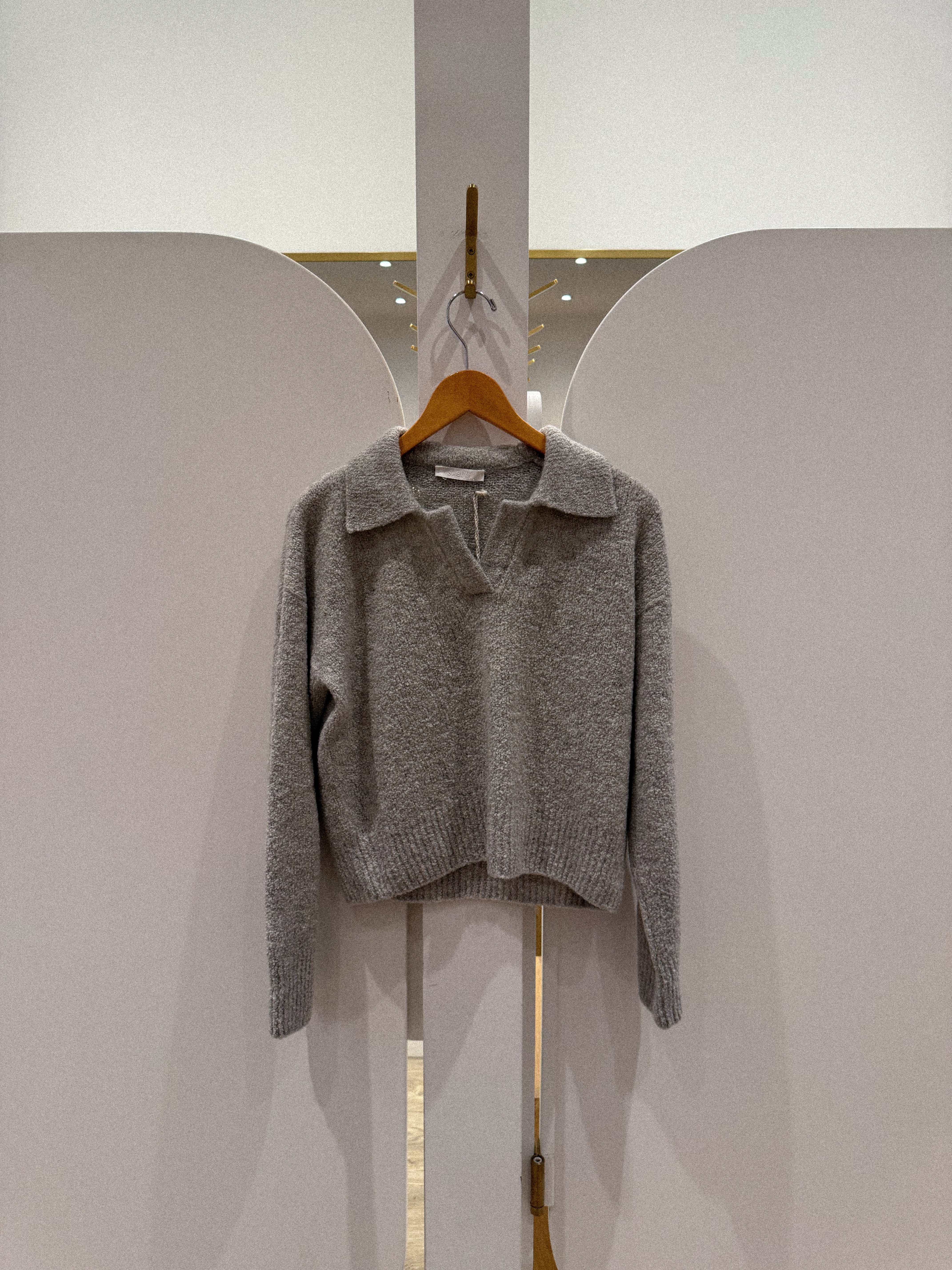 KAROLINE BOUCLE POLO SWEATER