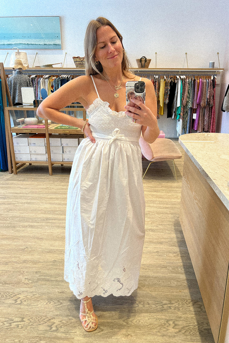 BIANCA BRODERIE-ANGLAISE COTTON MAXI DRESS