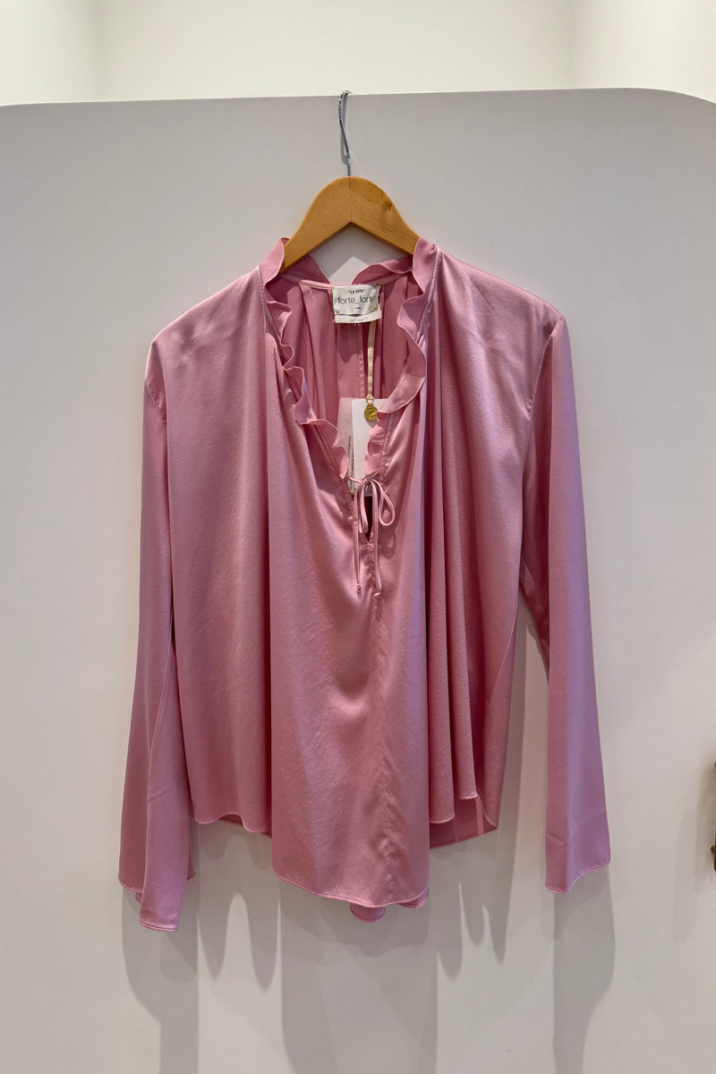 STRETCH SILK SATIN BOHEMIAN SHIRT