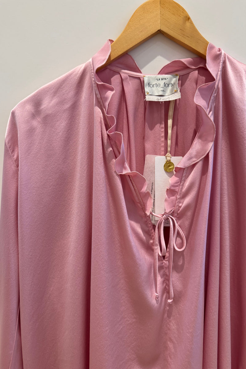 STRETCH SILK SATIN BOHEMIAN SHIRT