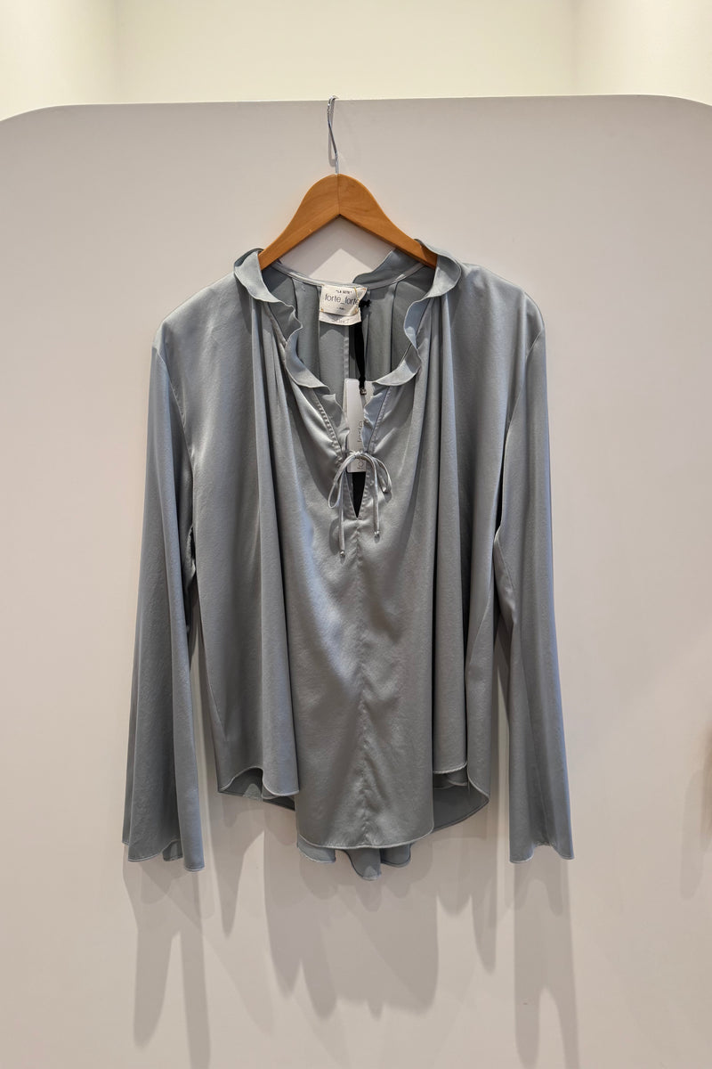 STRETCH SILK SATIN BOHEMIAN SHIRT