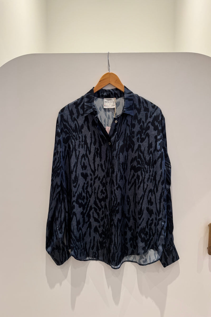MOIRE PRINT SATIN OVERSIZED SHIRT