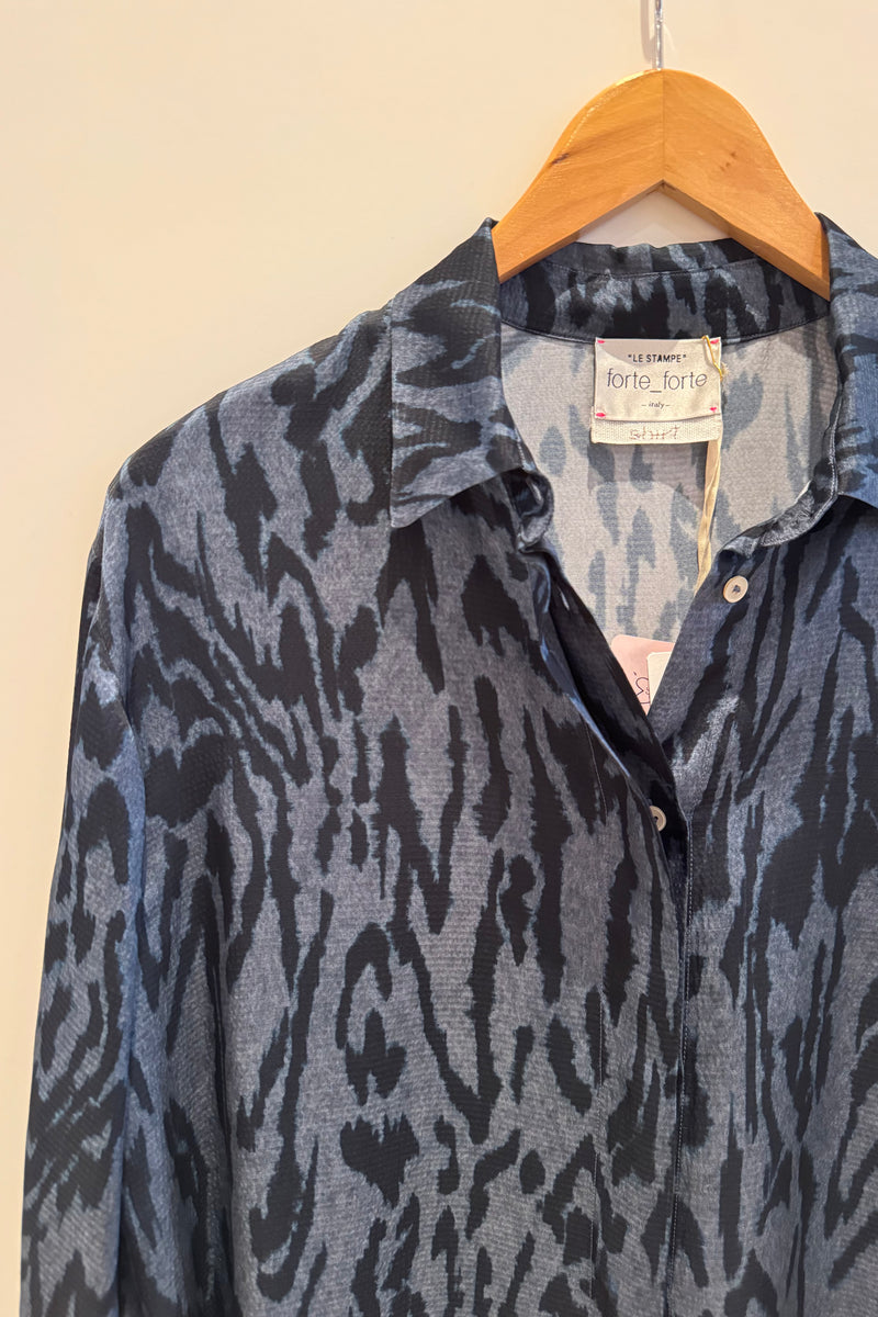 MOIRE PRINT SATIN OVERSIZED SHIRT