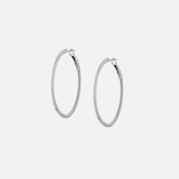 2 INCH DIAMOND HOOPS IN WHITE GOLD