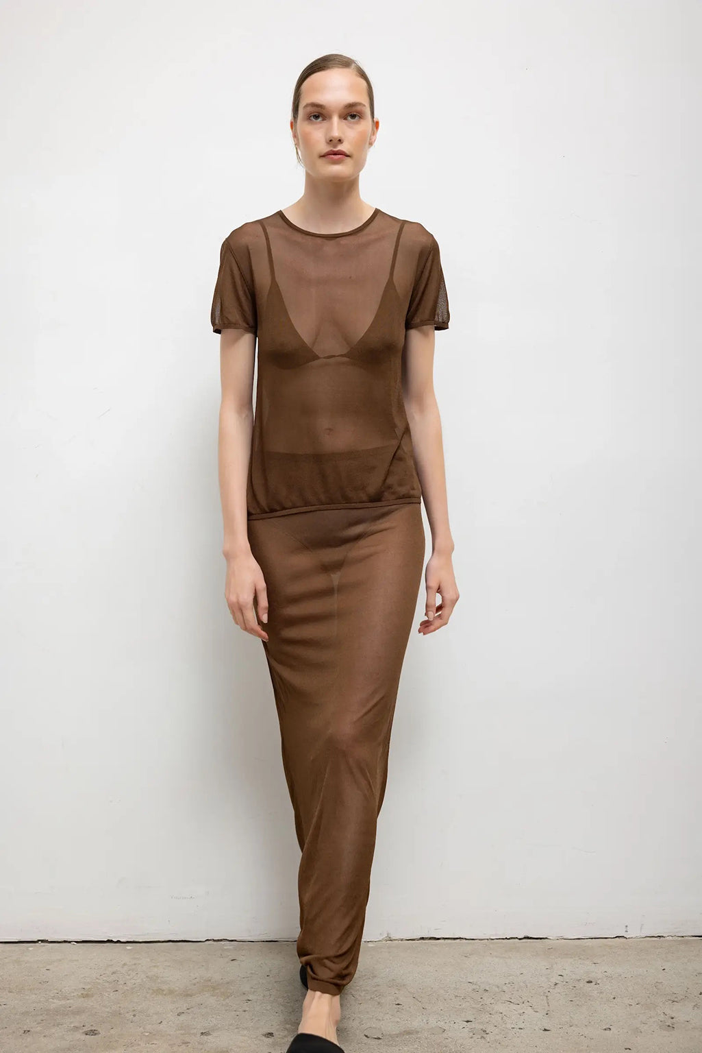JACK MESH KNIT MIDI SKIRT