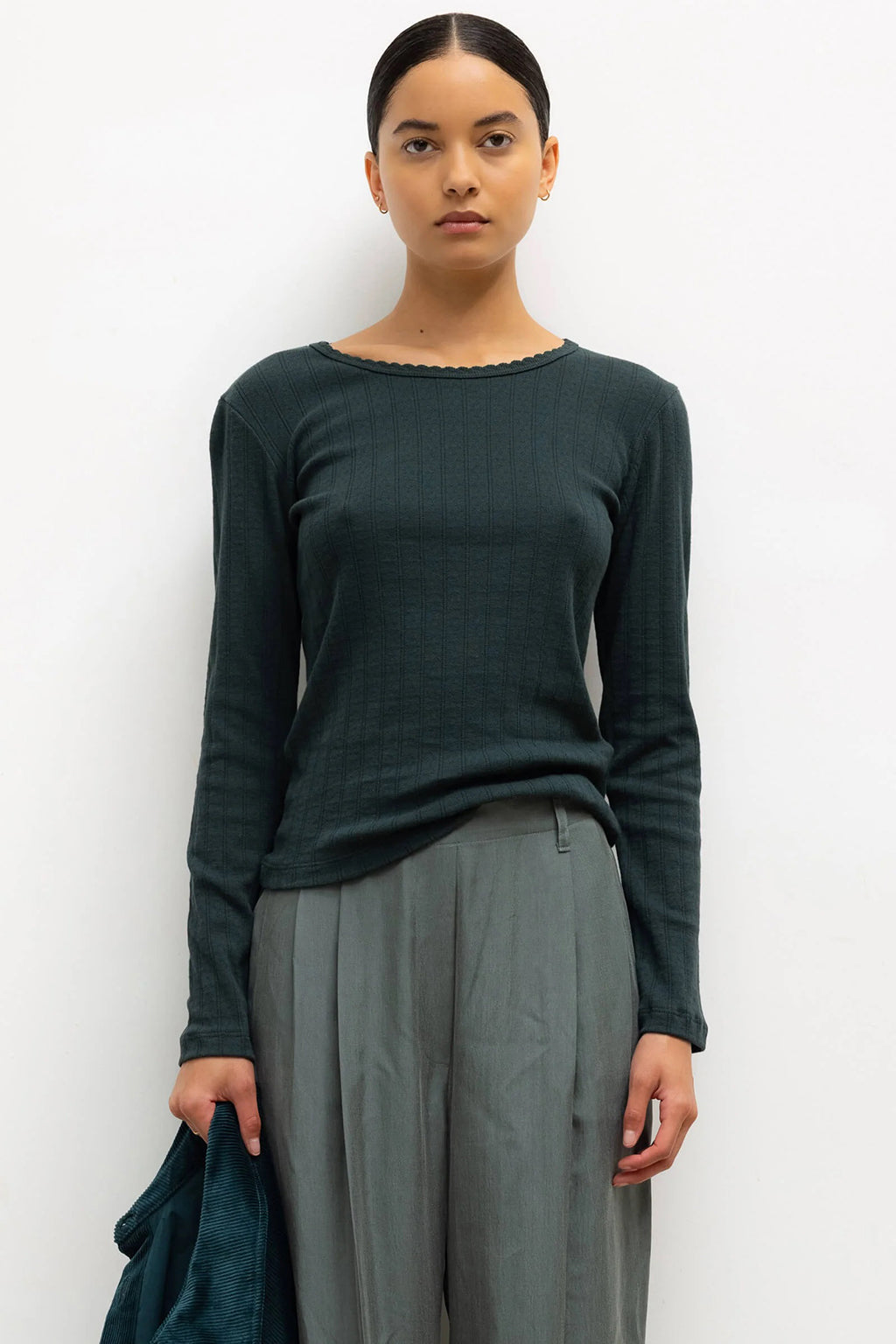 POINTELLE SLIM FIT LONG SLEEVE TEE