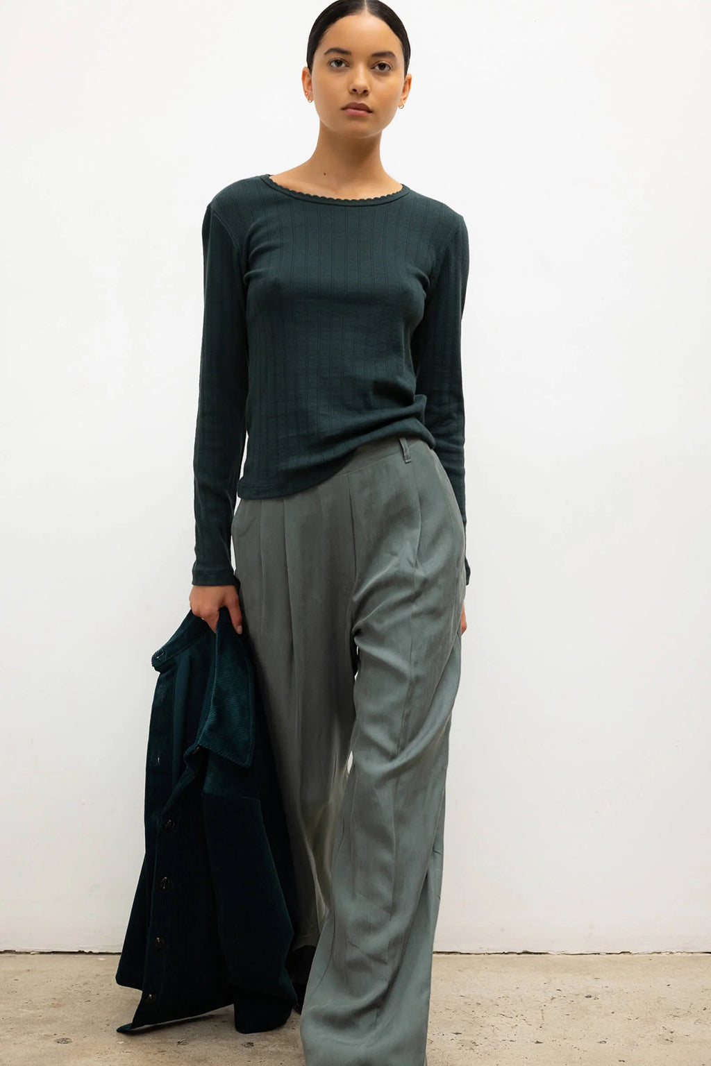 POINTELLE SLIM FIT LONG SLEEVE TEE