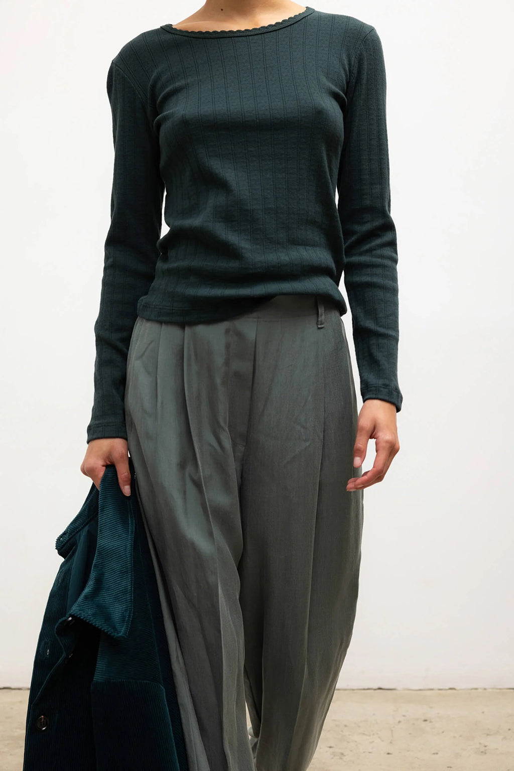 POINTELLE SLIM FIT LONG SLEEVE TEE