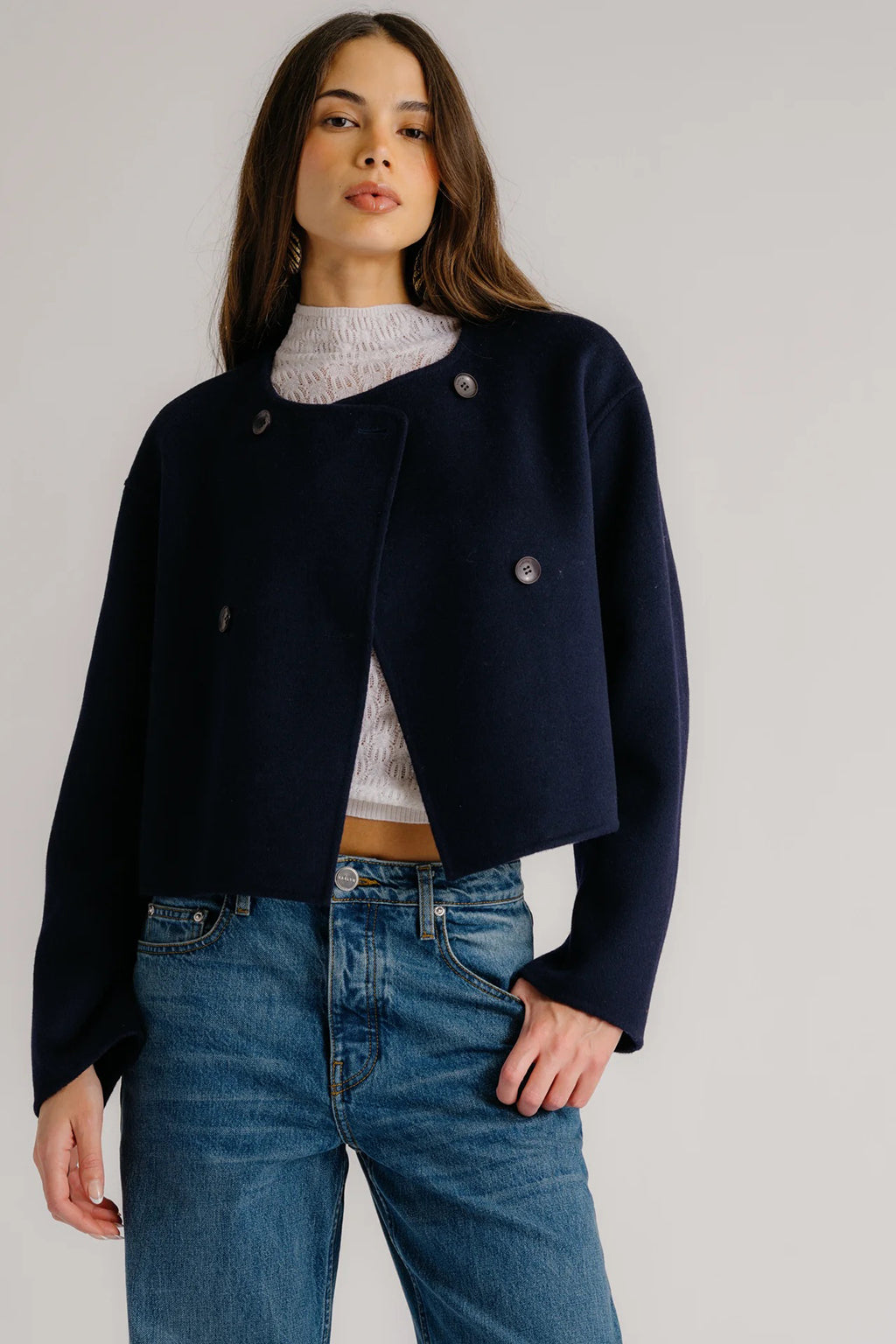 FLOREN CROPPED DOUBLE BREASTED JACKET