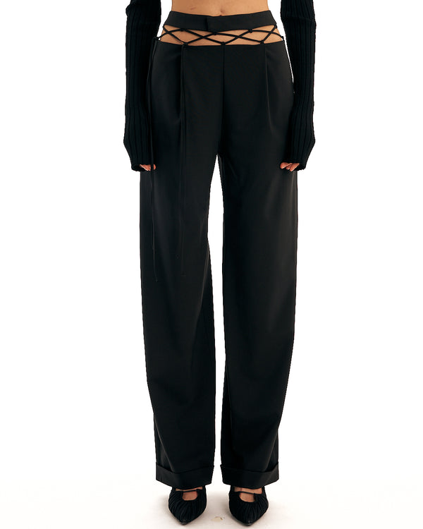 TAILORED TROUSERS WITH LACE WAISTBAND