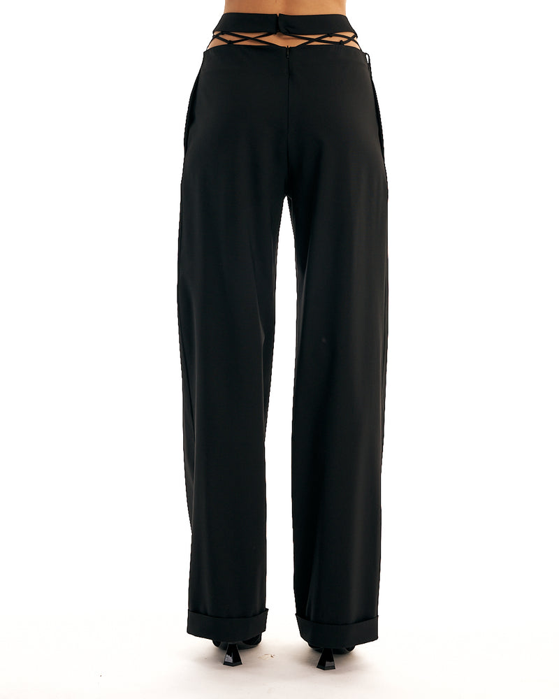 TAILORED TROUSERS WITH LACE WAISTBAND