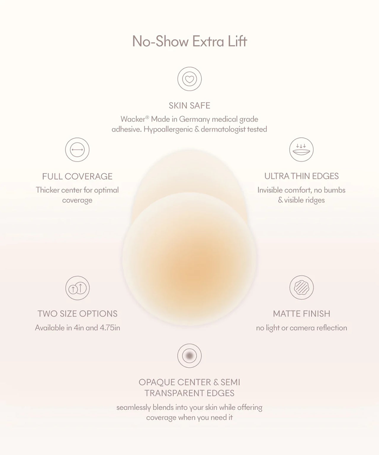 NO SHOW ADHESIVE EXTRA LIFT NIPPLE COVERS NO.3 BUFF