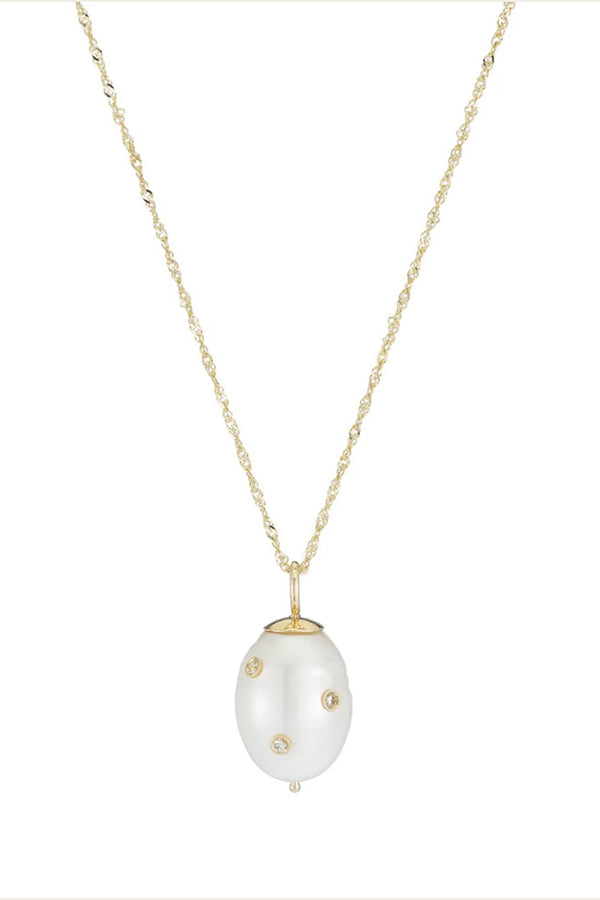 DIAMOND BAROQUE PEARL DROP PENDANT