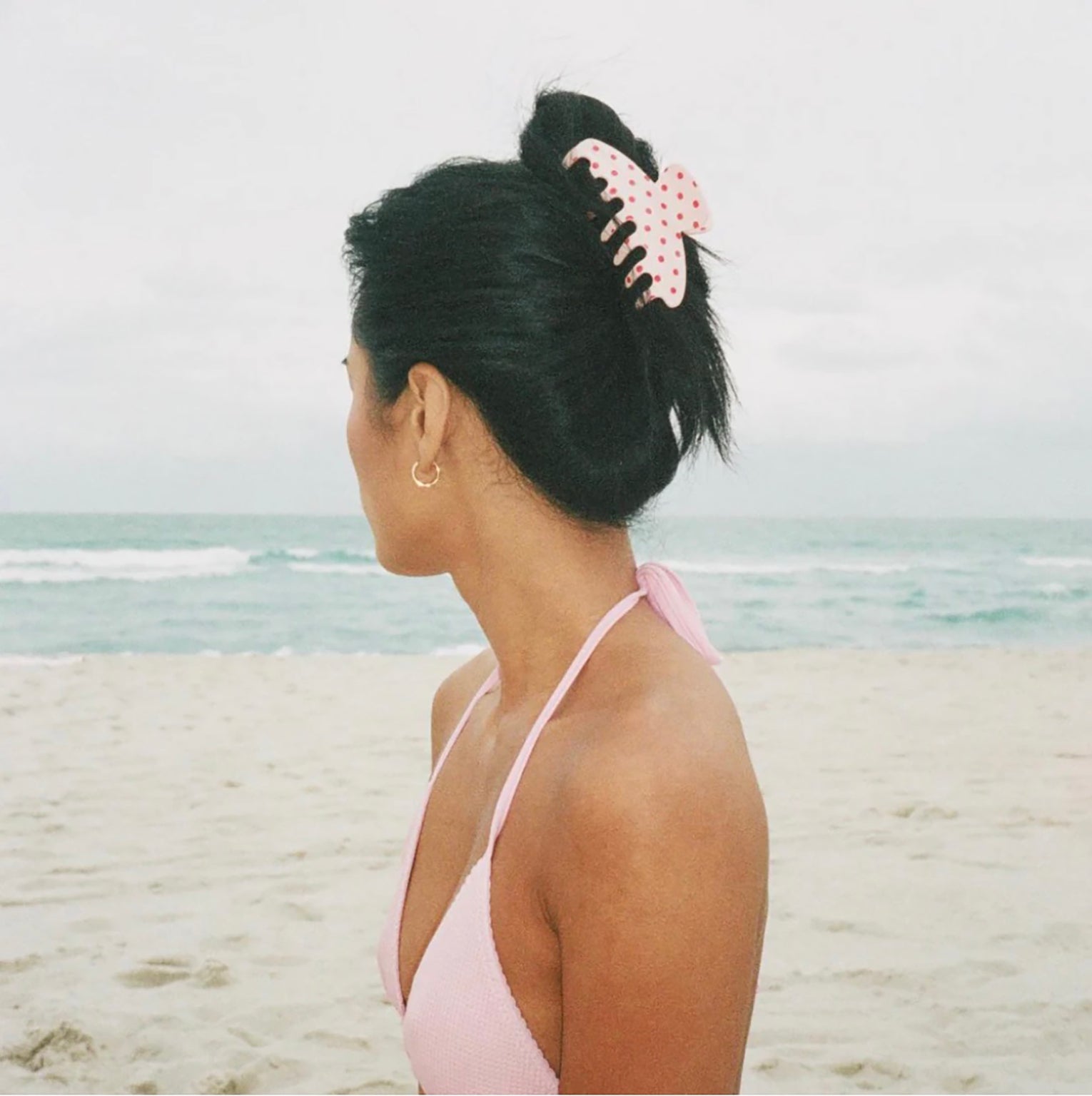 BIG EFFING CLIP IN BLUSH POLKA DOT