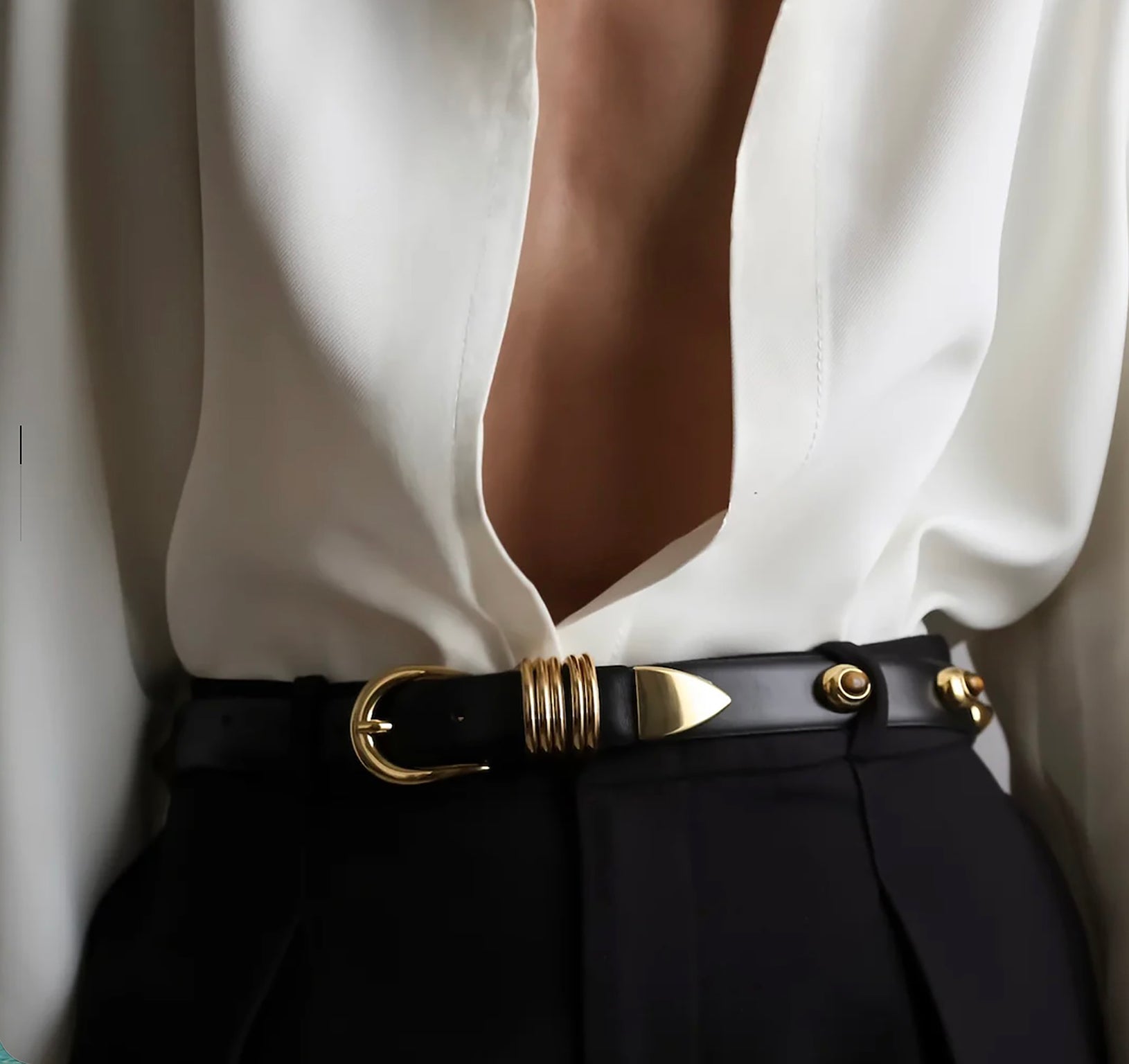 HOLLYHOCK STONE BELT IN BLACK, TIGER'S EYE & GOLD