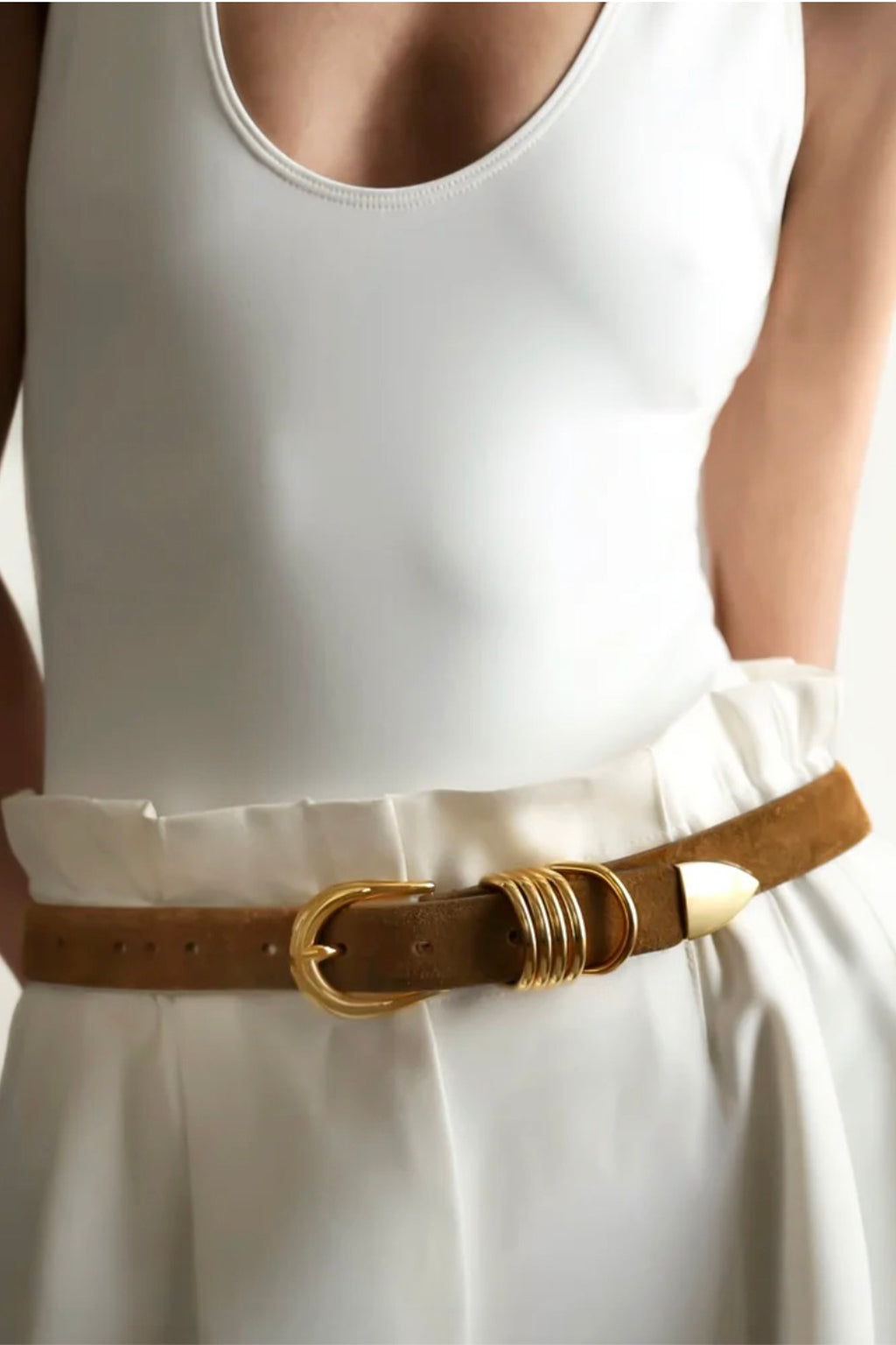 HOLLYHOCK BELT IN OCHRE SUEDE & GOLD
