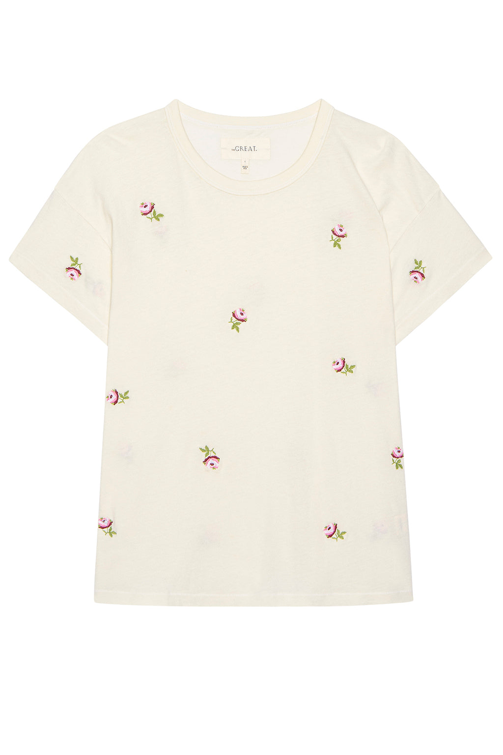 THE BOXY CREW WITH EMBROIDERED ROSES