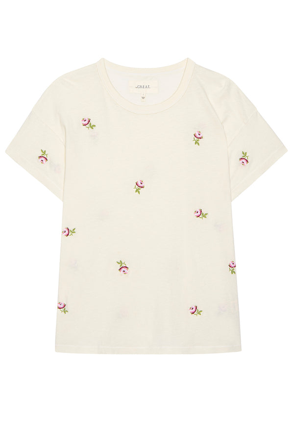 THE BOXY CREW WITH EMBROIDERED ROSES