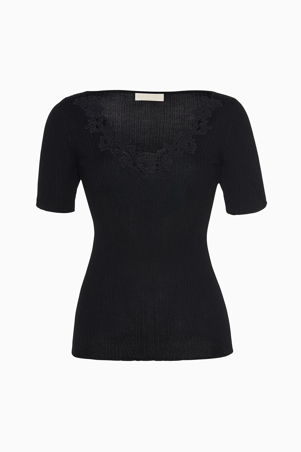 HAUT COURT EN TRICOT MANCHES COURTES CELESTE