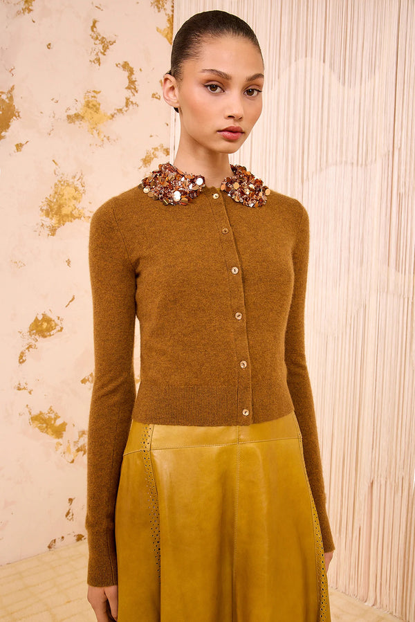 MARGAUX EMRBOIRDERED CASHMERE CARDIGAN