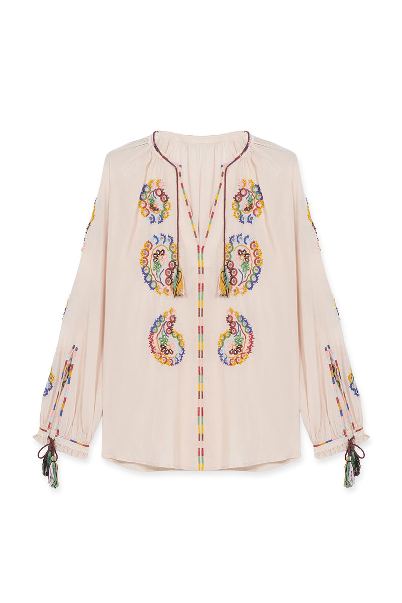 GHODSI EMBROIDERED COTTON BLOUSE