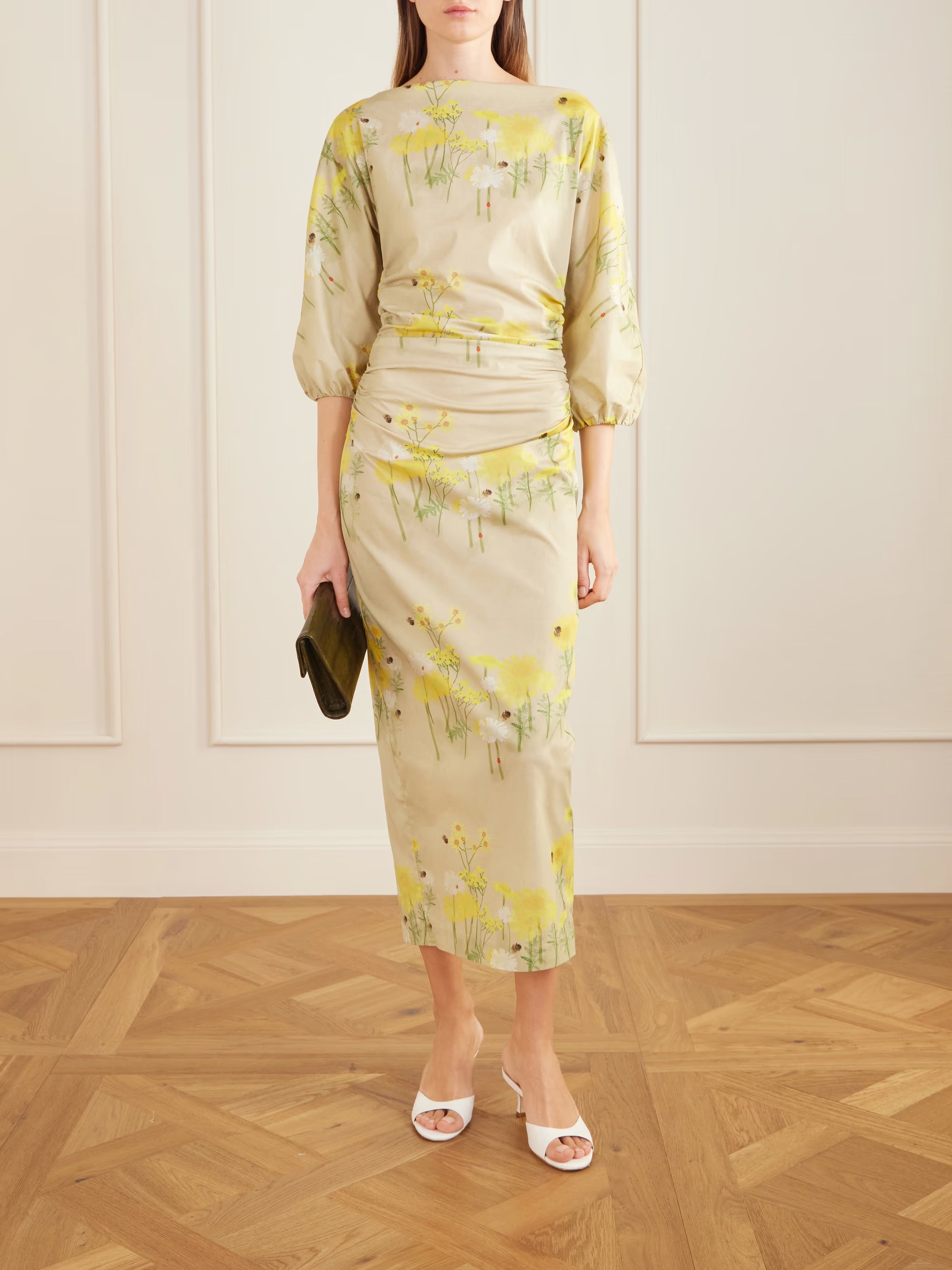 ROBE MIDI EN COTON MÉLANGÉ À IMPRIMÉ FLEURI EZRA *précommande*