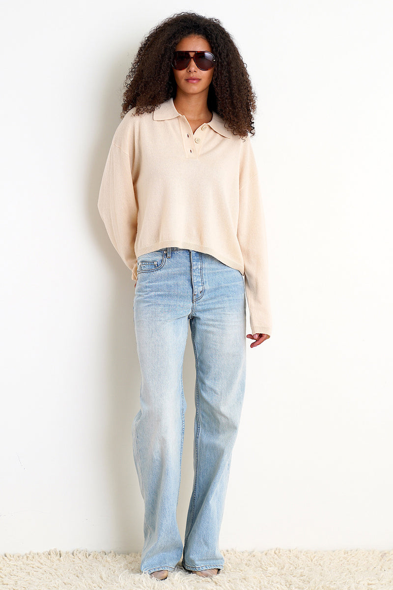 ELSIE RELAXED POLO SWEATER
