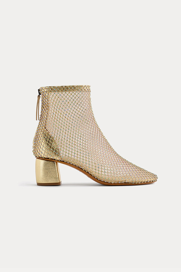 STRASS MESH ANKLE BOOTS