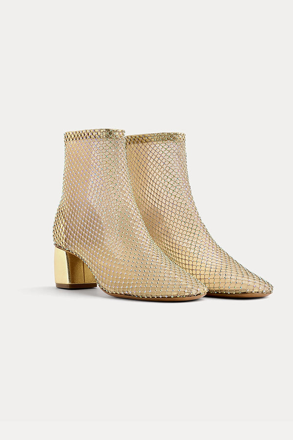 STRASS MESH ANKLE BOOTS