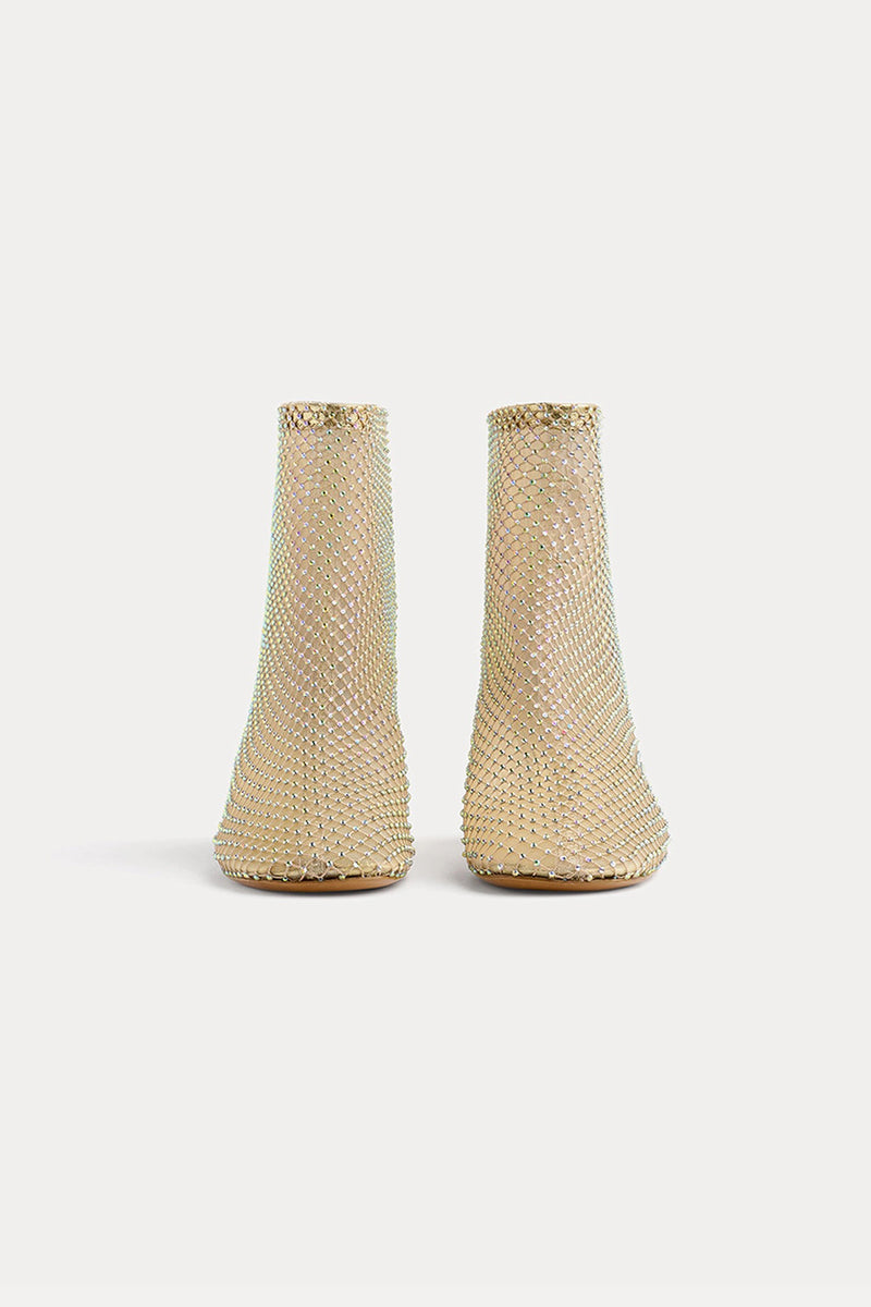 STRASS MESH ANKLE BOOTS