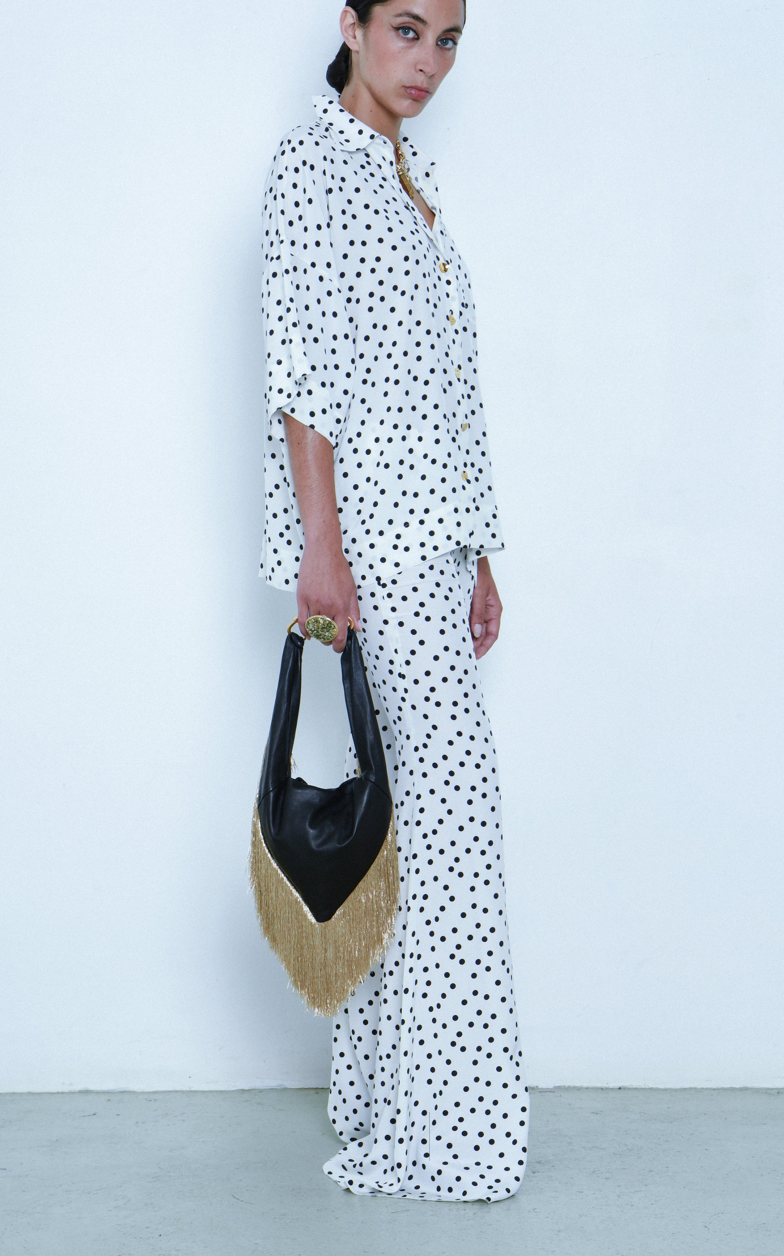 BLACK PUSH FRINGE MINI BAG