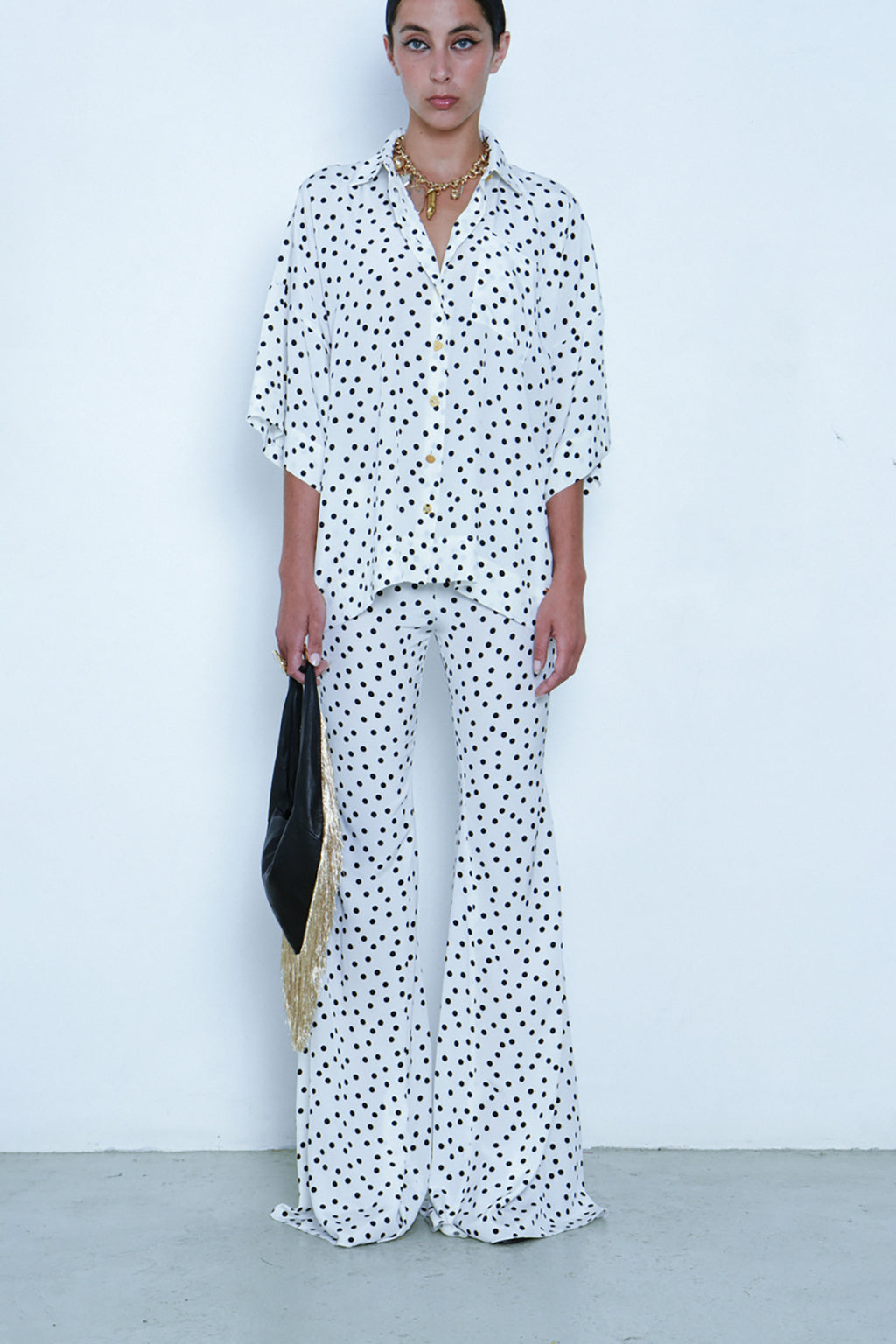 BLACK PUSH FRINGE MINI BAG