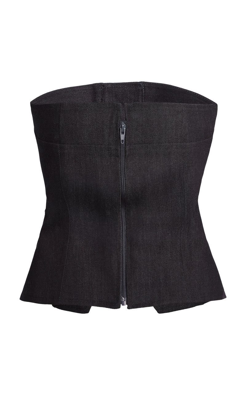 BIJOU COUTURE DENIM BUSTIER TOP