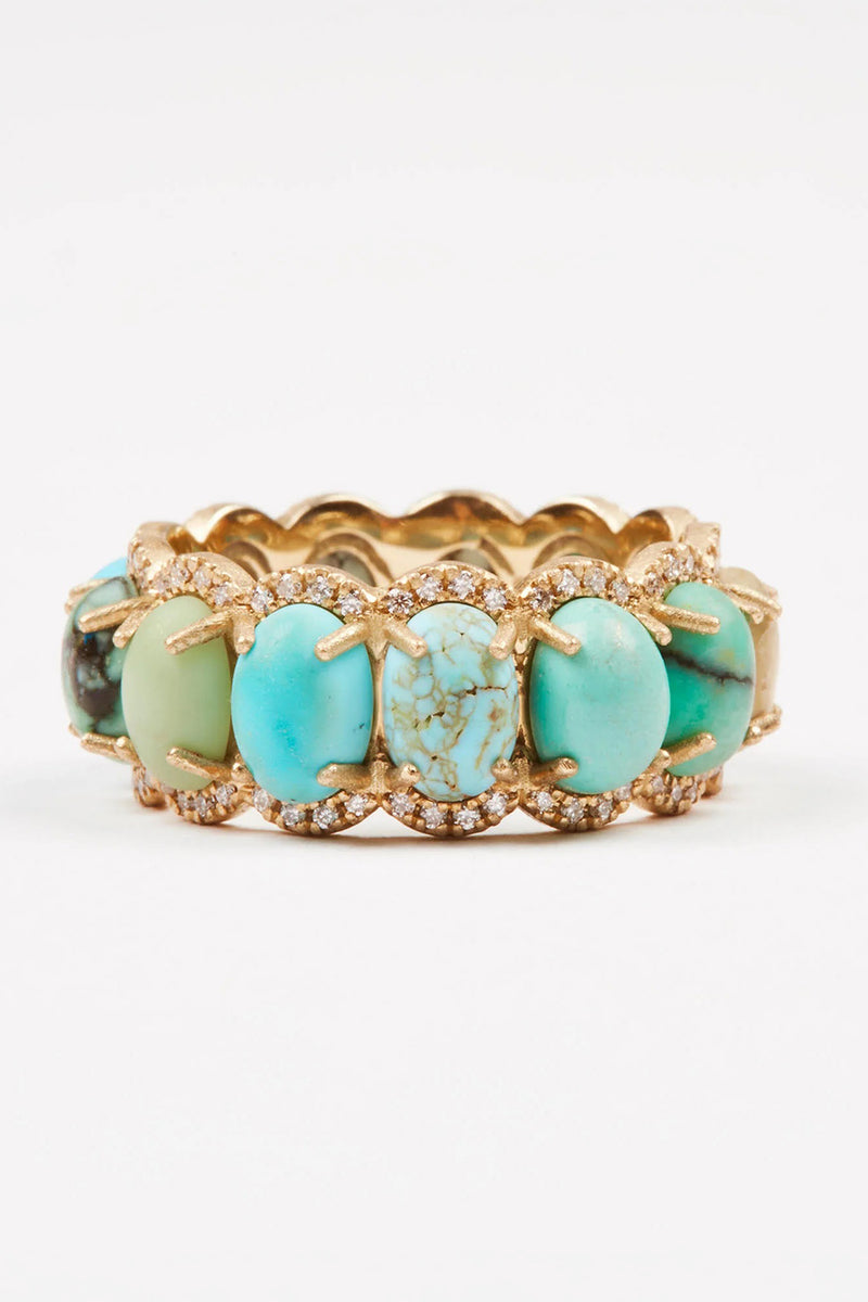 *Marisa Klass Trunkshow* TURQUOISE AND VARISCITE RING WITH DIAMONDS