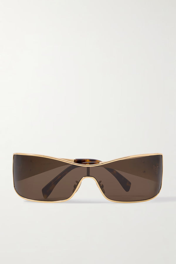 RECTANGULAR-FRAME GOLD-TONE SUNGLASSES