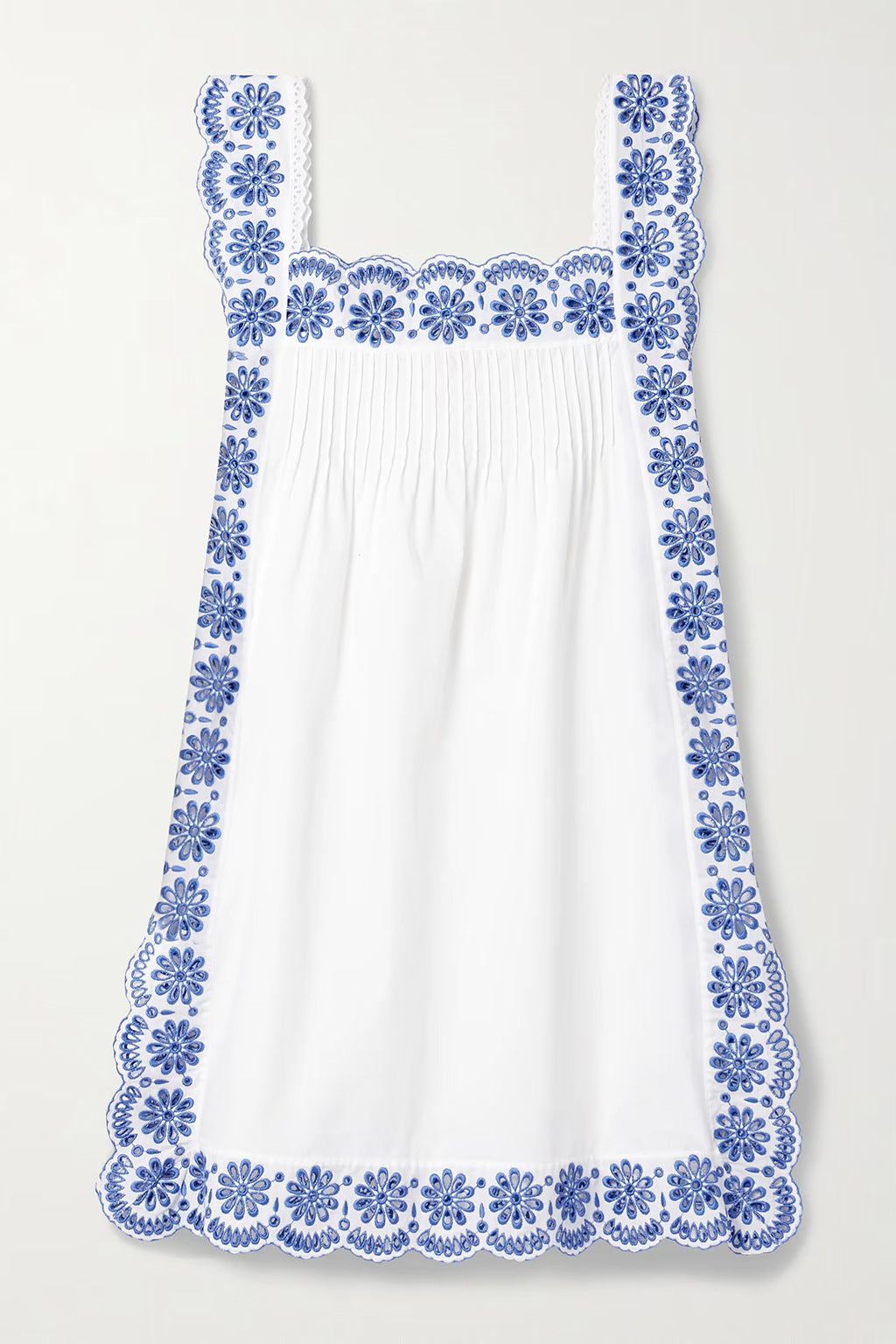 ROBE COURTE EN POPELINE DE COTON PLISSÉE AVEC FINITION BRODERIE ANGLAISE FIOCCHINI