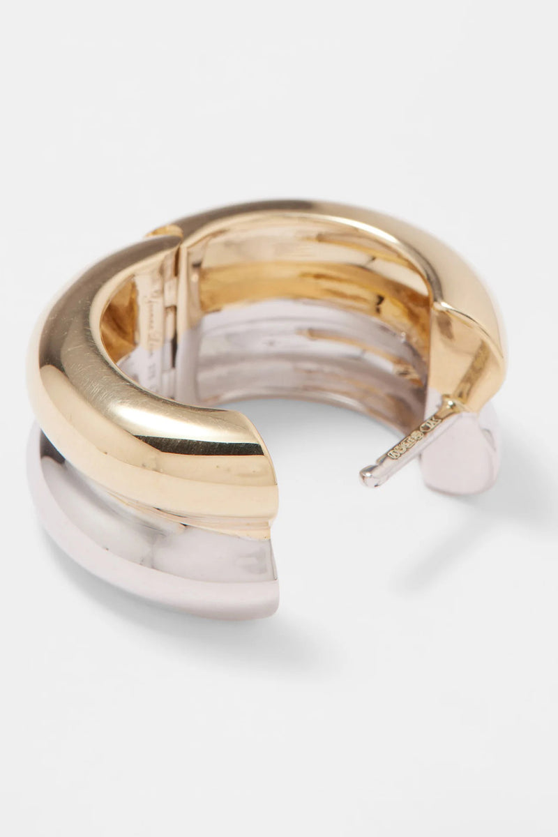 YVONNE LEON PAIR OF DUAL GOLD HUGGIE HOOP EARRINGS