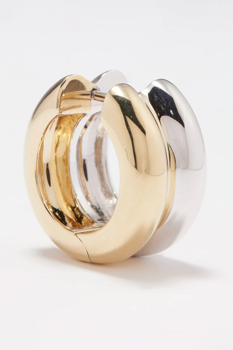 YVONNE LEON PAIR OF DUAL GOLD HUGGIE HOOP EARRINGS