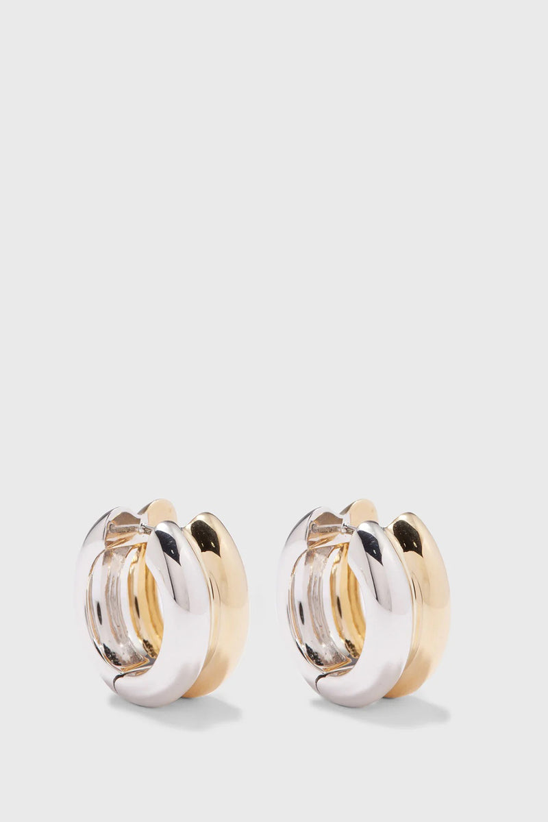 YVONNE LEON PAIR OF DUAL GOLD HUGGIE HOOP EARRINGS