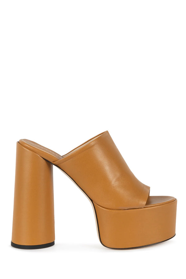 WANDLER ELECTRA LEATHER PLATFORM IN SPARROW BROWN