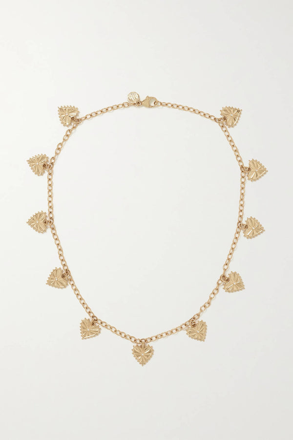 MULTI HEART 14-KARAT GOLD AND DIAMOND NECKLACE